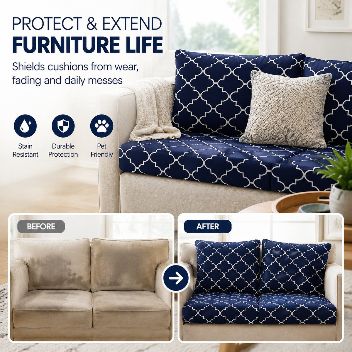 🛋️ Outdoor Patio Sofa Cushion Covers (4 / 8 / 12 PCS) 🔥