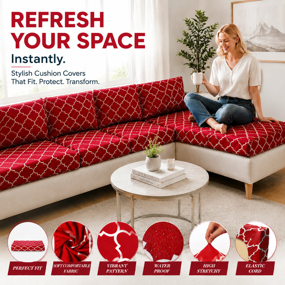 🛋️ Outdoor Patio Sofa Cushion Covers (4 / 8 / 12 PCS) 🔥