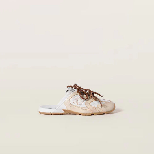530 SL Mules – Bleached Leather & Gum Sole Travertine Gray White Edition