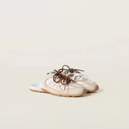 530 SL Mules – Bleached Leather & Gum Sole Travertine Gray White Edition